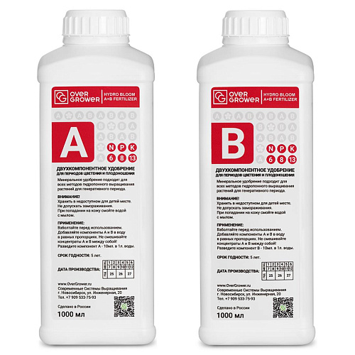 Удобрение OverGrower Hydro Bloom A+B